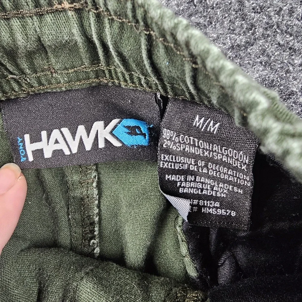 Tony Hawk Shorts Mens M Green Drawstring Elastic Waist Stretch Casual Skate